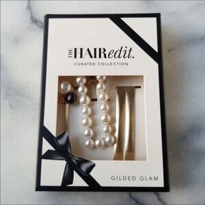 ❤️🔥 NWOT The Hair Edit - White Pearl & Gold Hair Pin Set - OS